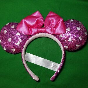Disney Parks Pink Minnie Ears White Hearts Valentines Love Disneyland DCA Resort